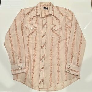Vintage pale pink pearl snap cowboy shirt